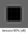 convert -size 8x8 "xc:#666666" -fill black -draw "rectangle 2,2,5,5" -filter point -resize 200% -filter lanczos -resize 90% -filter point -resize 800% t_l.png